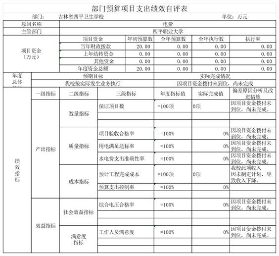 吉林省四平衛(wèi)生學(xué)校2022年度部門決算公開表樣.xls--新_g10項目支出績效自評表(1)